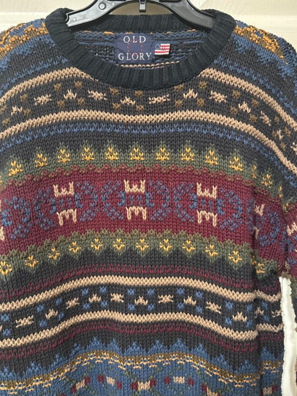 Old Glory men’s M grandpa Multicoloured cable knit sweater #knitwear #winterwear